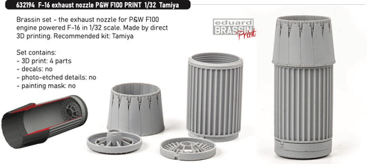 Eduard Brassin 632194 1:32 F-16C exhaust nozzle P&W F100 to be used with Tamiya