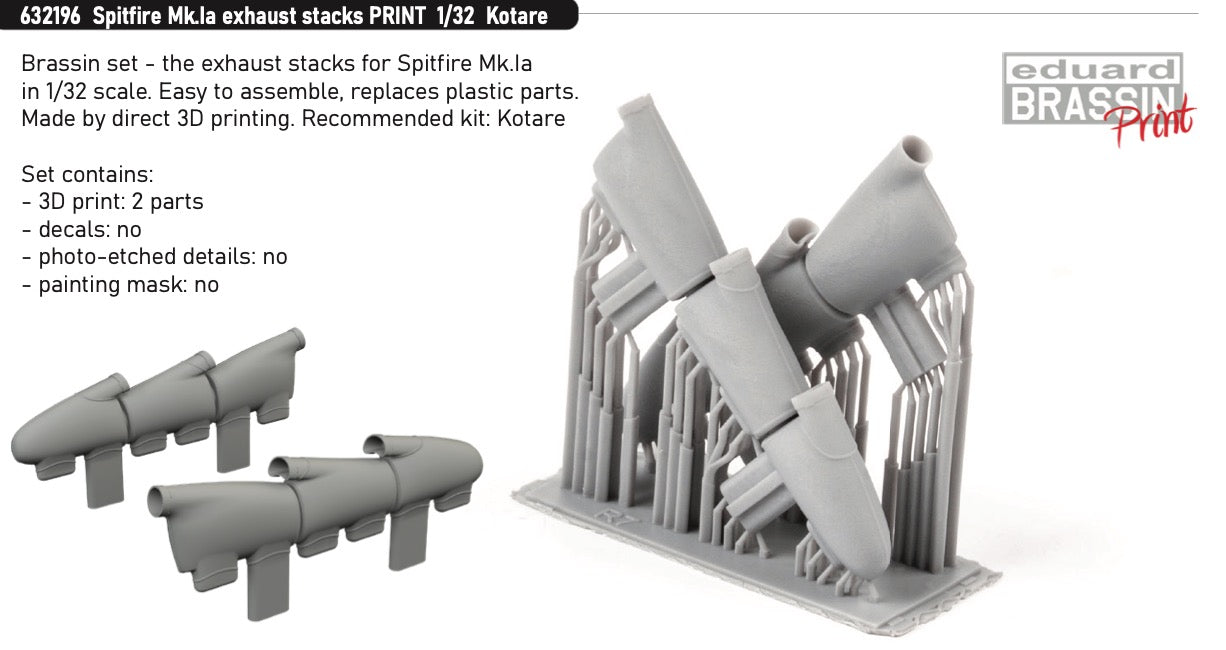 Eduard Brassin 632196 1:32Mk.Ia exhaust stacks to be used with Kotare