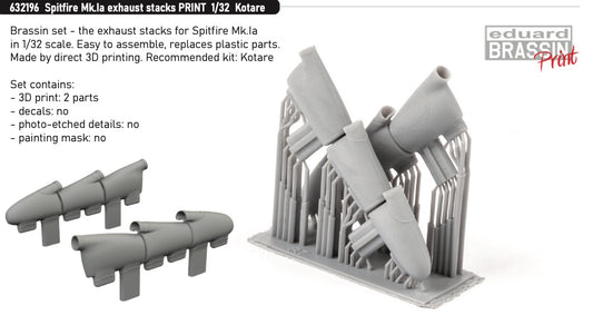 Eduard Brassin 632196 1:32Mk.Ia exhaust stacks to be used with Kotare