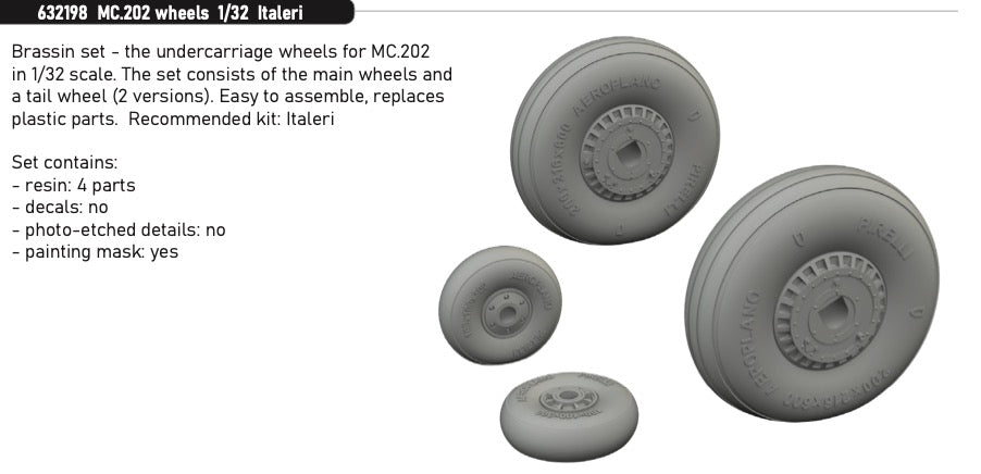 Eduard Brassin 632198 1:32 Macchi MC.202 Folgore wheels