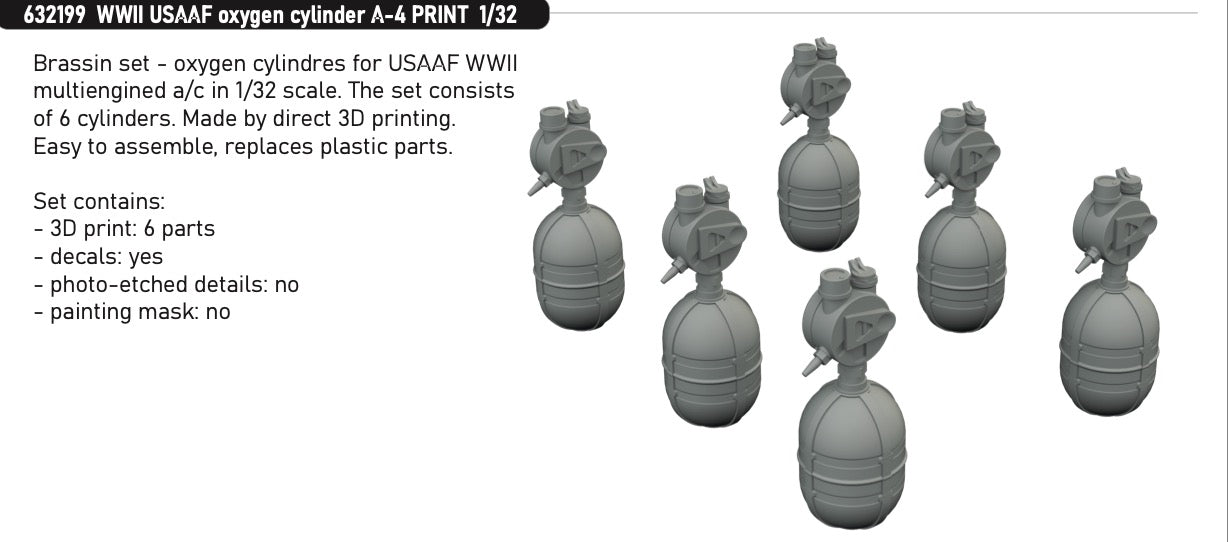 Eduard Brassin 632199 1:32 WWII USAAF oxygen cylinder A-4 PRINT