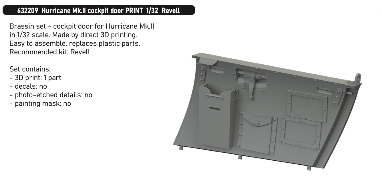 Eduard Brassin 632209 1:32 Hawker Hurricane Mk.II cockpit door