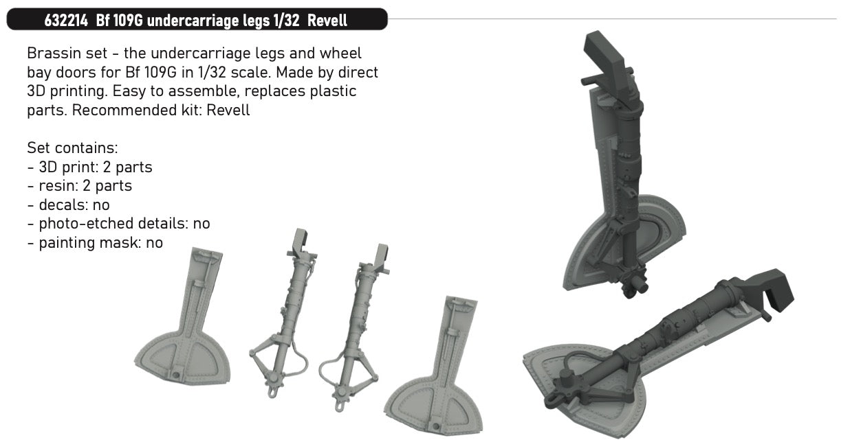 Eduard Brassin 632214 1:32 Messerschmitt Bf-109G undercarriage legs and undercarriage doors