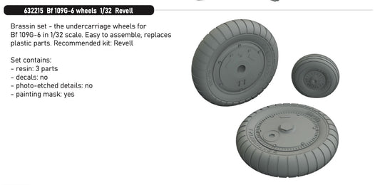 Eduard Brassin 632215 1:32 Messerschmitt Bf-109G-6 wheels