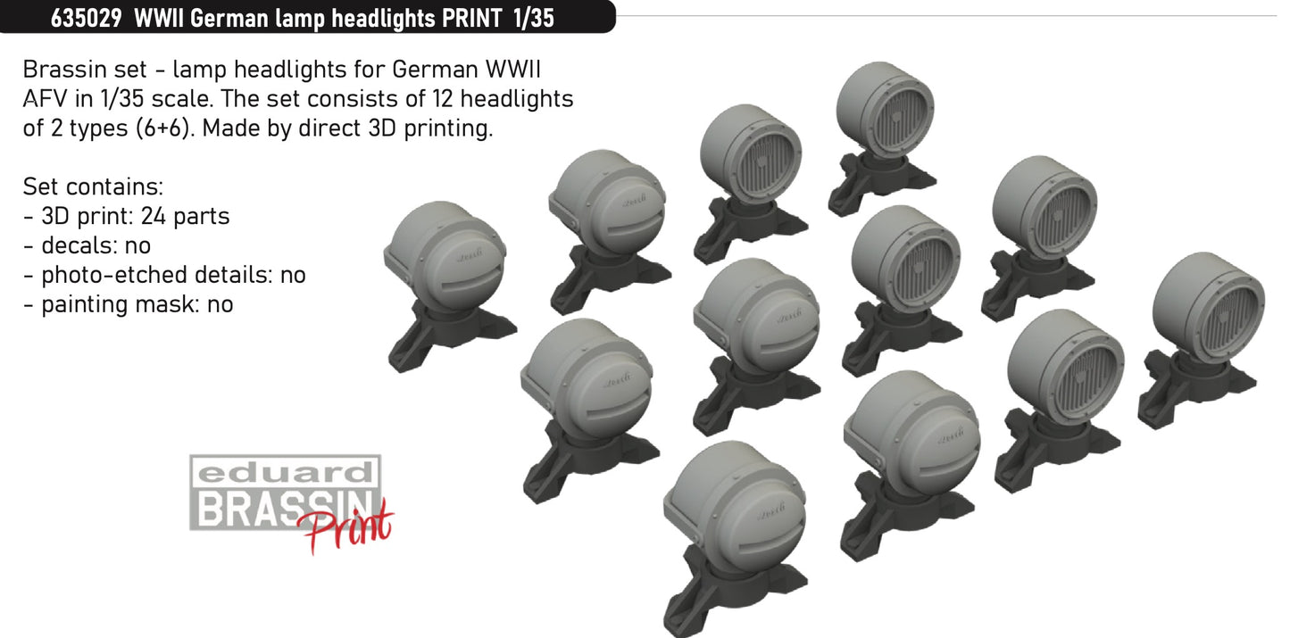 Eduard Brassin 635029 1:35 WWII German lamp headlights 3D-printed