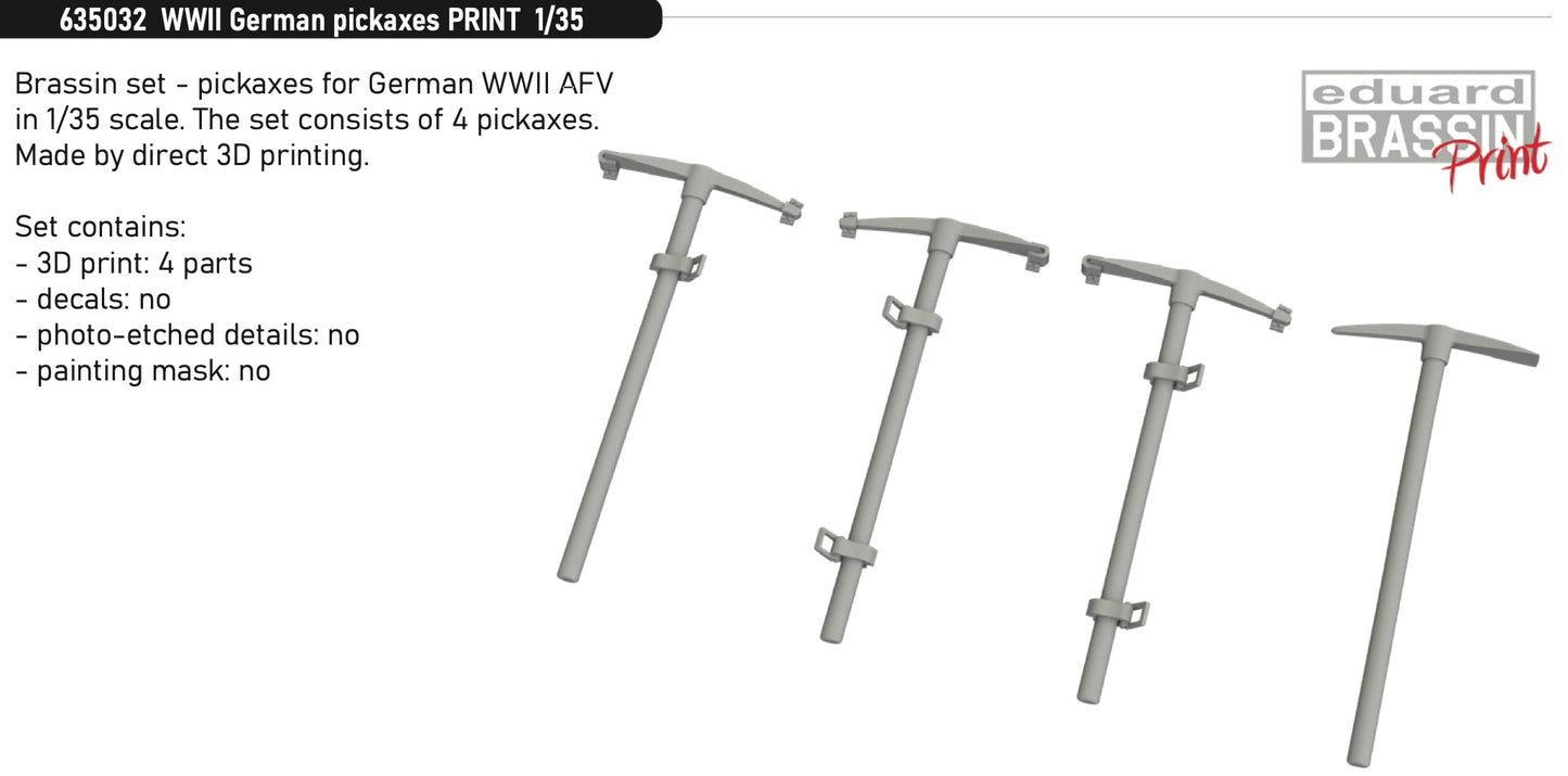 Eduard Brassin 635032 1:35 WWII German pick axes 3D-printed 1/35