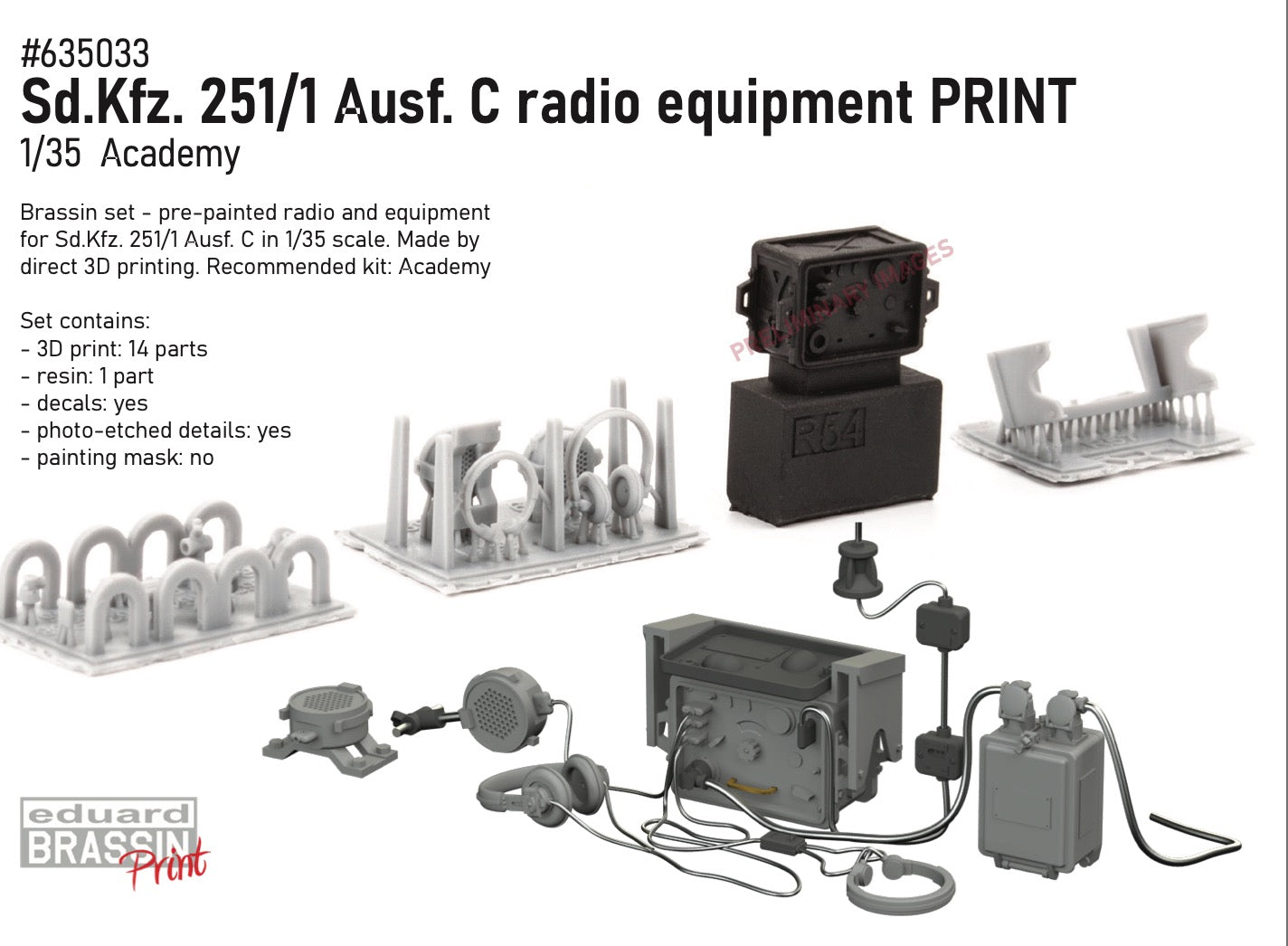 Eduard Brassin 635033 1:32 Sd.Kfz.251/1 Ausf.C radio equipment to be used with Academy