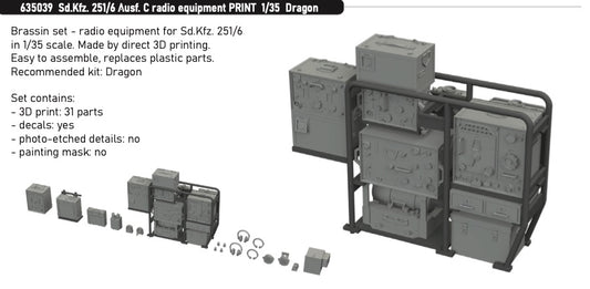 Eduard Brassin ED635039 1:350 Sd.Kfz.251/6 Ausf.C Radio Equipment 3D-Printed