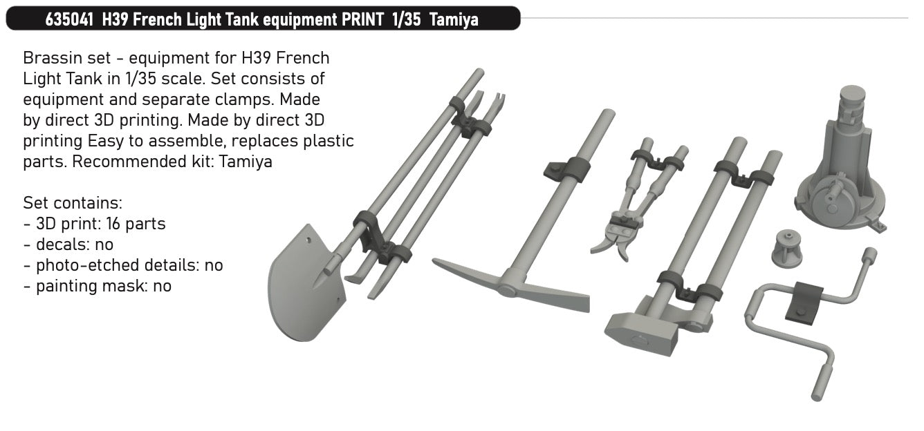 Eduard Brassin 635041 1:35 French H39 Light Tank equipment