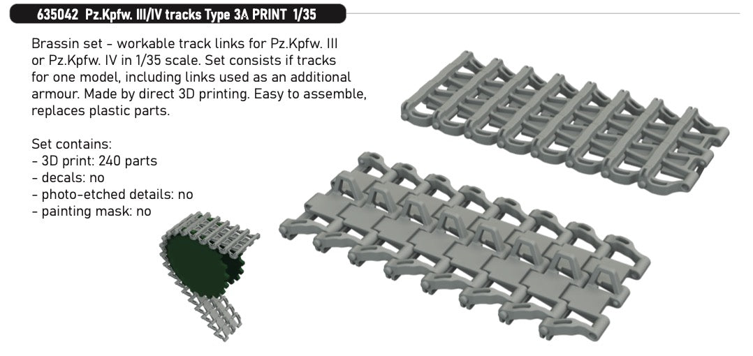 Eduard Brassin 635042 1:35 Pz.Kpfw.III/Pz.Kpfw.IV Tracks Type 3D PRINT