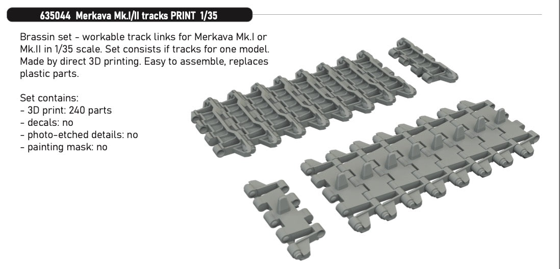Eduard Brassin 635044 1:35 Merkava Mk.I/Mk.II Tracks PRINT