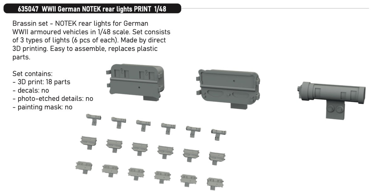 Eduard Brassin 635047 1:35 WWII German NOTEK Rear Lights PRINT