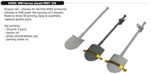 Eduard Brassin 635050 1:35 3 x WWII German shovels 3D-printed