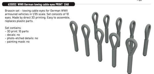 Eduard Brassin 635052 1:48 WWII German Towing Cable Eyes PRINT