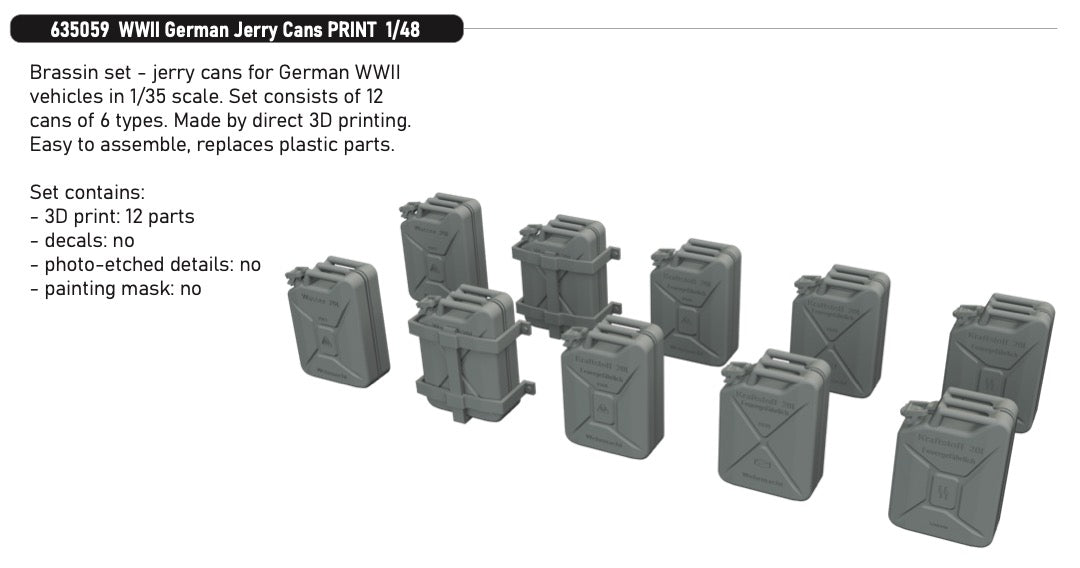 Eduard Brassin 635059 1:48 WWII German Jerry Cans PRINT