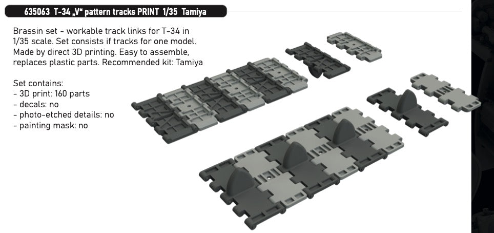 Eduard Brassin 635063 1:35 Russian T-34 'V' pattern tracks 3D-printed