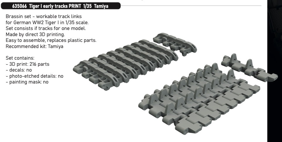 Eduard Brassin 635066 1:35 Pz.Kpfw.VI Tiger I early tracks 3D-printed