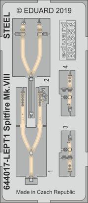 Eduard Brassin 644017 1:48 Supermarine Spitfire Mk.VIII LooK set of Brassin pre-painted instrument panel and seatbelt