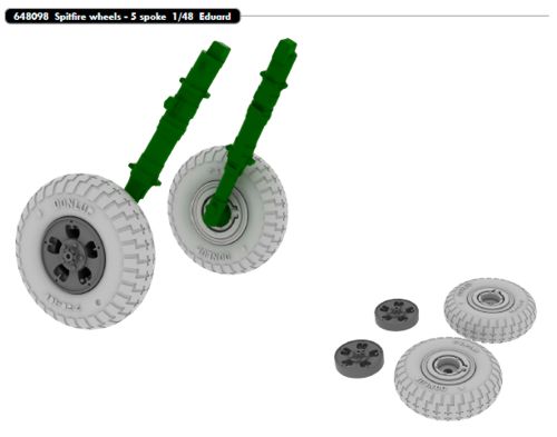 Eduard Brassin 648098 1:48 Spitfire wheels with weighted tyre effect - 5 spoke