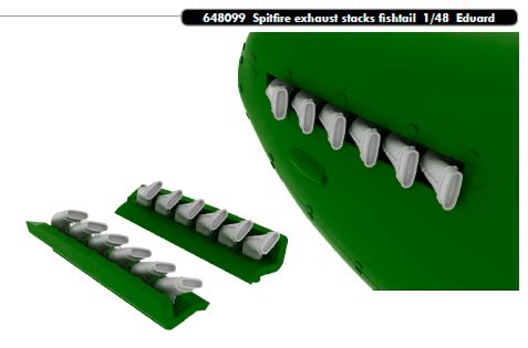 Eduard Brassin 648099 1:48 Spitfire Mk.IX exhaust stacks fishtail