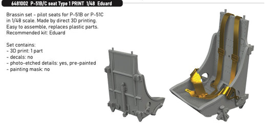 Eduard Brassin 6481002 1:48 North-American P-51B/P-51C seat Type 1