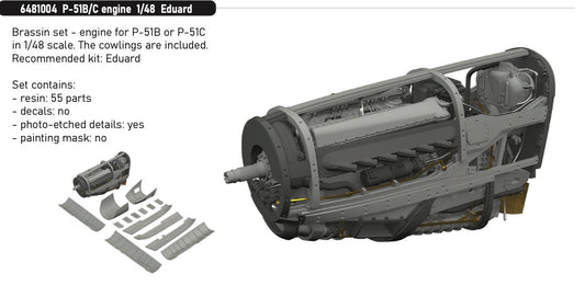 Eduard Brassin 6481004 1:48 P-51B/P-51C Mustang engine