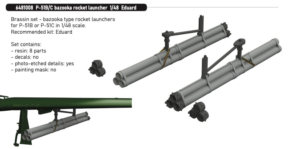 Eduard Brassin 6481008 1:48 P-51B/P-51C Mustang bazooka rocket launcher