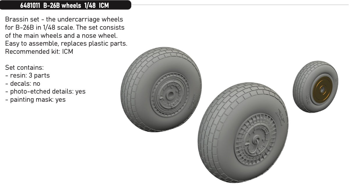 Eduard Brassin 6481011 1:48 Martin B-26B Marauder wheels