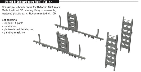 Eduard Brassin ED6481012 1:48 Martin B-26B Marauder Bomb Racks 3D-Printed