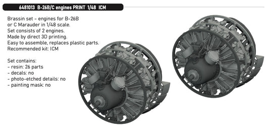 Eduard Brassin 6481013 1:48 Martin B-26B/B-26C Marauder engine detail