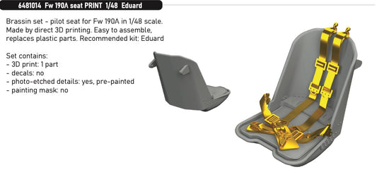 Eduard Brassin 6481014 1:48 Focke-Wulf Fw-190A seat PRINT