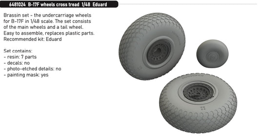 Eduard Brassin 6481024 1:48 Boeing B-17F Flying Fortress wheels cross tread