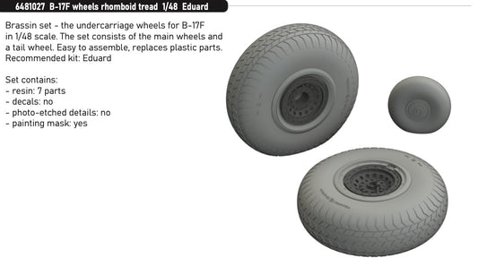 Eduard Brassin 6481027 1:48 Boeing B-17F Flying Fortress wheels with rhomboid tread pattern tyres