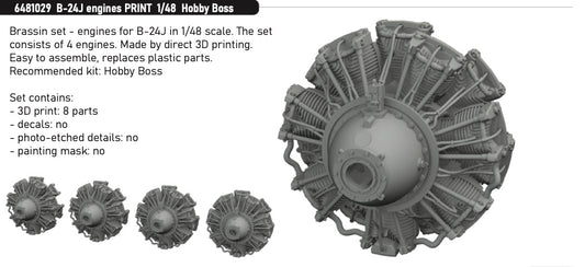 Eduard Brassin 6481029 1:48 Consolidated B-24J Liberator engines x 4 PRINT