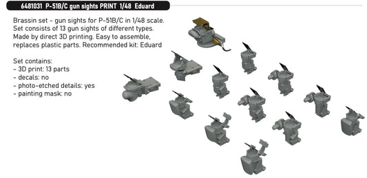 Eduard Brassin 6481031 1:48 North-American P-51B/C gun sights PRINT