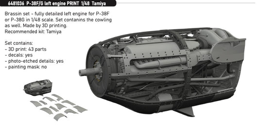 Eduard Brassin 6481036 1:48 P-38F/G Lightning Left Engine PRINT