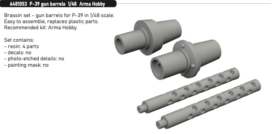 Eduard Brassin 6481053 1:48 P-39 Airacobra Gun Barrels