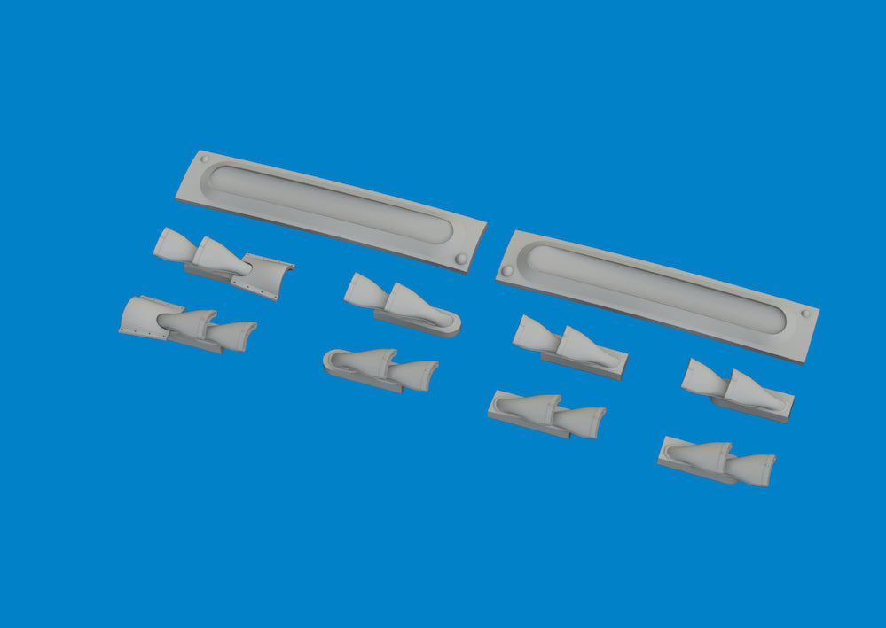Eduard Brassin 6481098 1:48 Curtiss P-40E Warhawk Cold Weather Exhaust Stacks Fishtail 3D-Printed