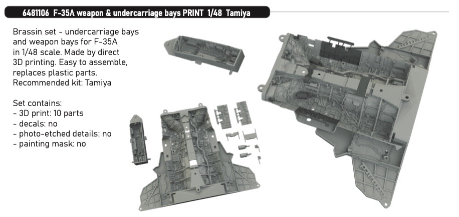Eduard Brassin 6481106 1:48 Lockheed-Martin F-35A weapon & undercarriage bays 3D-printed