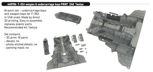 Eduard Brassin 6481106 1:48 Lockheed-Martin F-35A weapon & undercarriage bays 3D-printed