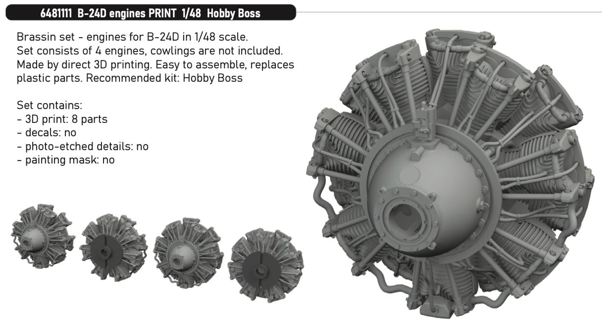 Eduard Brassin 6481111 1:48 Consolidated B-24D Liberator Engines 3D-Printed
