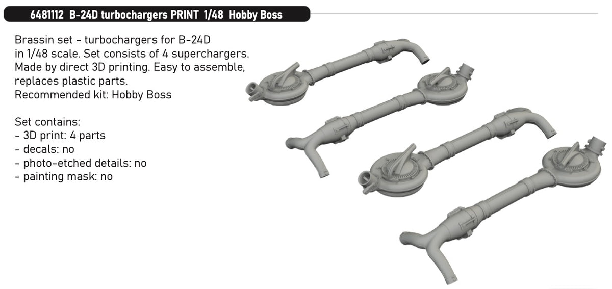 Eduard Brassin 6481112 1:48 Consolidated B-24D Liberator Turbochargers 3D-Printed