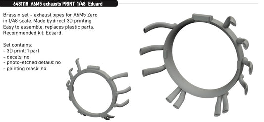 Eduard Brassin 6481118 1:48 Mitsubishi A6M5 Exhausts 3D-Printed