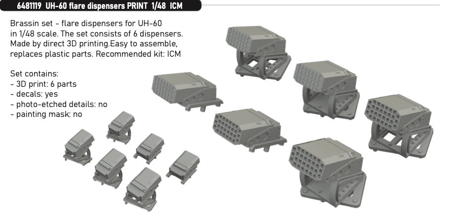 Eduard Brassin 6481119 1:48 Sikorsky UH-60 Flare Dispensers 3D-Printed