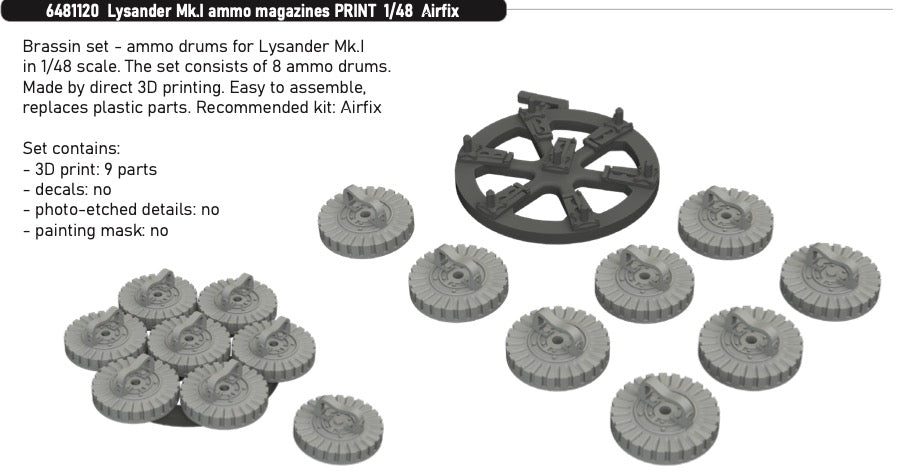 Eduard Brassin 6481120 1:48 Westland Lysander Mk.I Ammo Magazines 3D-Printed