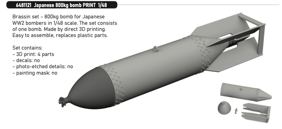 Eduard Brassin 6481121 1:48 Japanese 800kg Bomb 3D-Printed