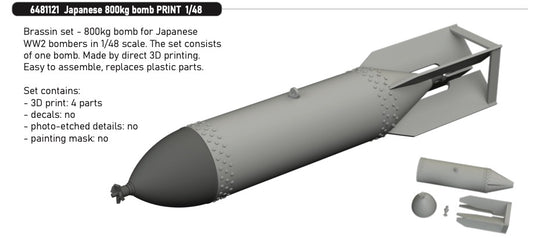 Eduard Brassin 6481121 1:48 Japanese 800kg Bomb 3D-Printed