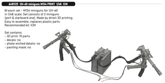 Eduard Brassin 6481125 1:48 Sikorsky UH-60 miniguns M134 (3d-printed)