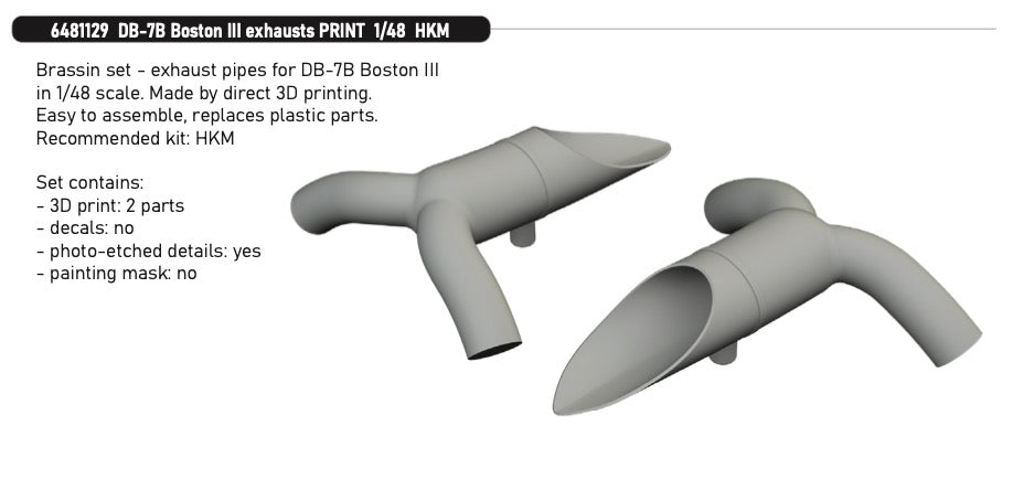 Eduard Brassin 6481129 1:48 DB-7B Boston III Exhausts PRINT