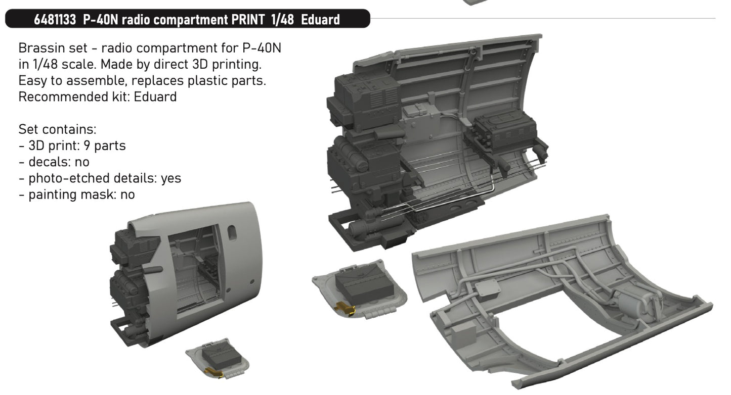 Eduard Brassin 6481133 1:48 P-40N Radio Compartment PRINT